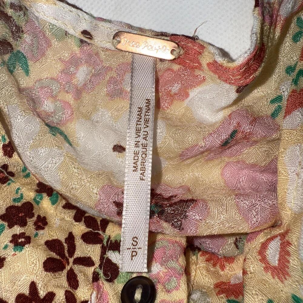 Free People Callie Floral‎ Fairy Boho Peasant Cottagecore Tunic Top Blouse Small - Picture 14 of 15